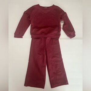 Girls Two Piece Set Maroon Burgundy Size 4T NWT